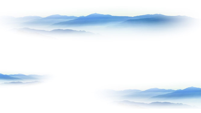 Elegant and freehand distant mountains and clouds PPT background
