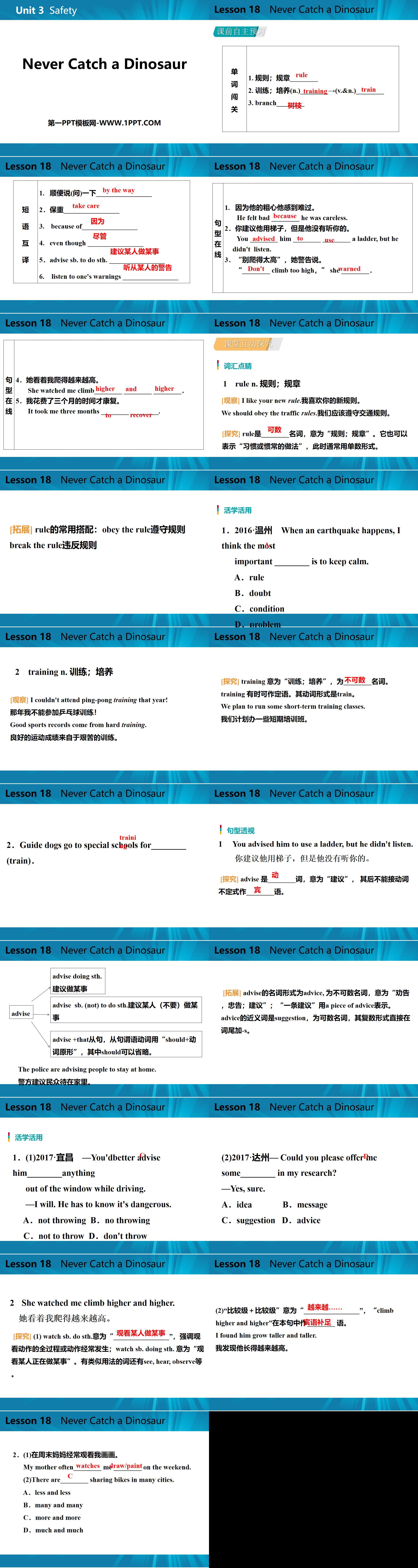 《Never Catch a Dinosaur》Safety PPT教学课件
（2）