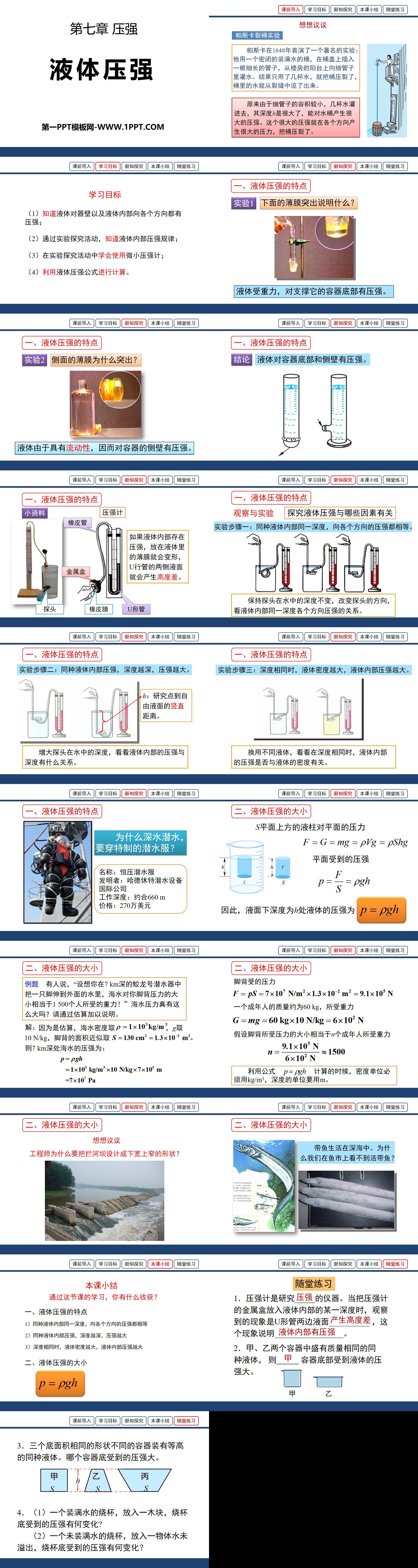 《液体压强》压强PPT课件
（2）