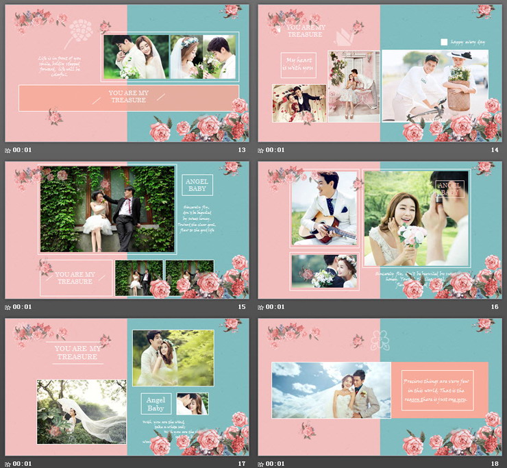 绿粉配色的《我们结婚吧》PPT模板（4）