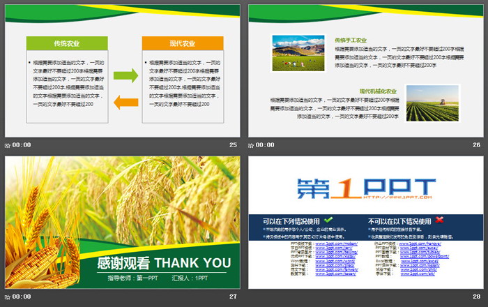 水稻小麦玉米背景的农产品PPT模板（6）