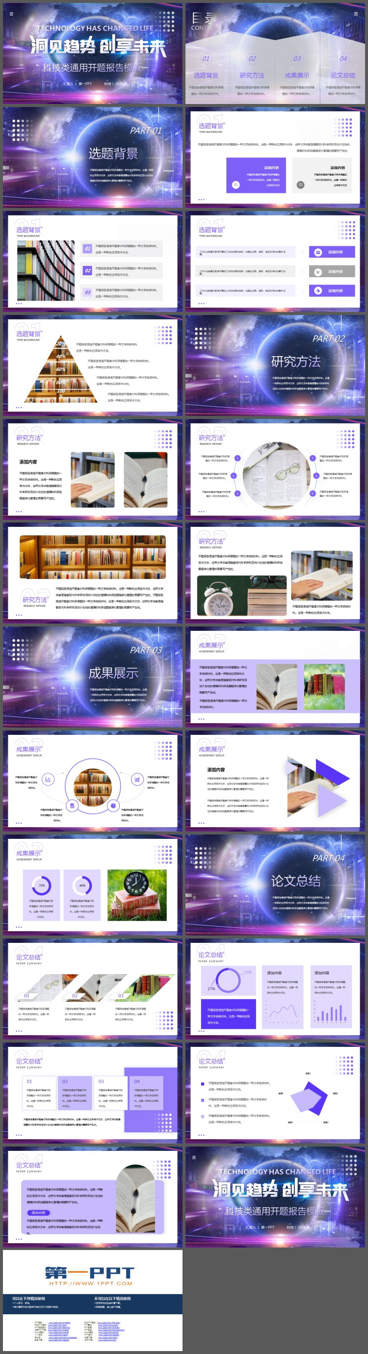 紫色抽象科技类开题报告PPT模板免费下载（2）