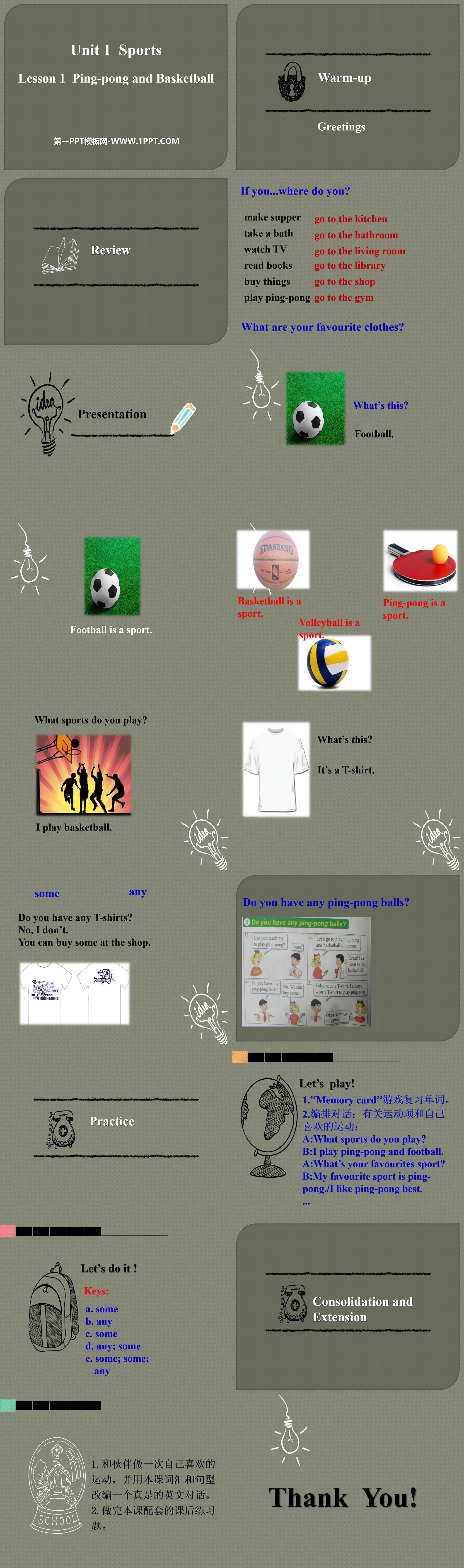 《Ping-pong and Basketball》Sports PPT
（2）