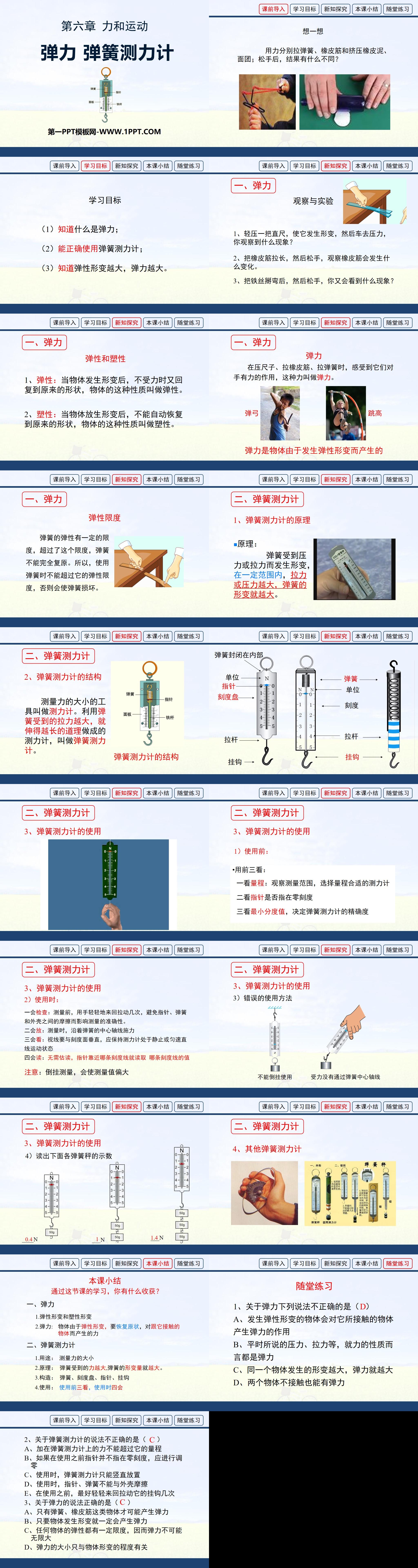 《弹力 弹簧测力计》力和运动PPT课件2
（2）