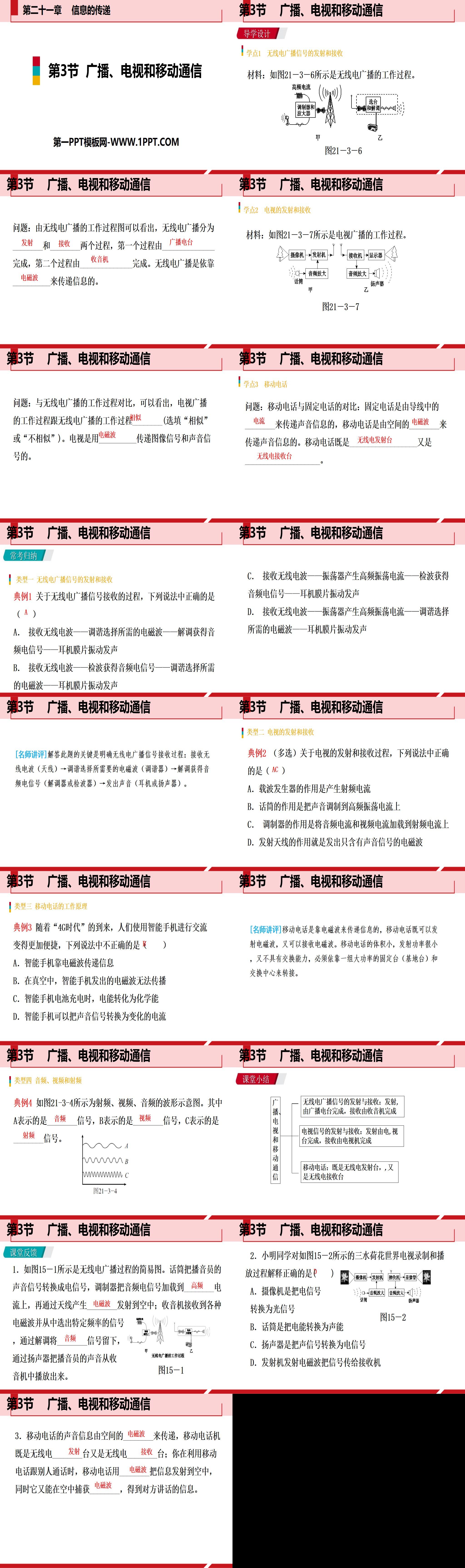 《广播、电视和移动通信》信息的传递PPT教学课件
（2）