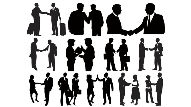 沟通合作团队剪影ppt素材