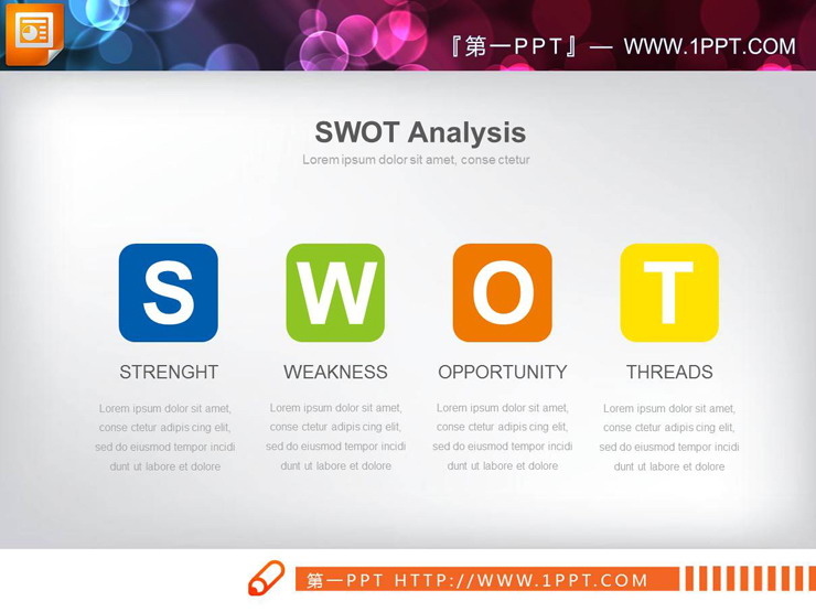 圆角矩形设计的swot分析PPT图表（4）