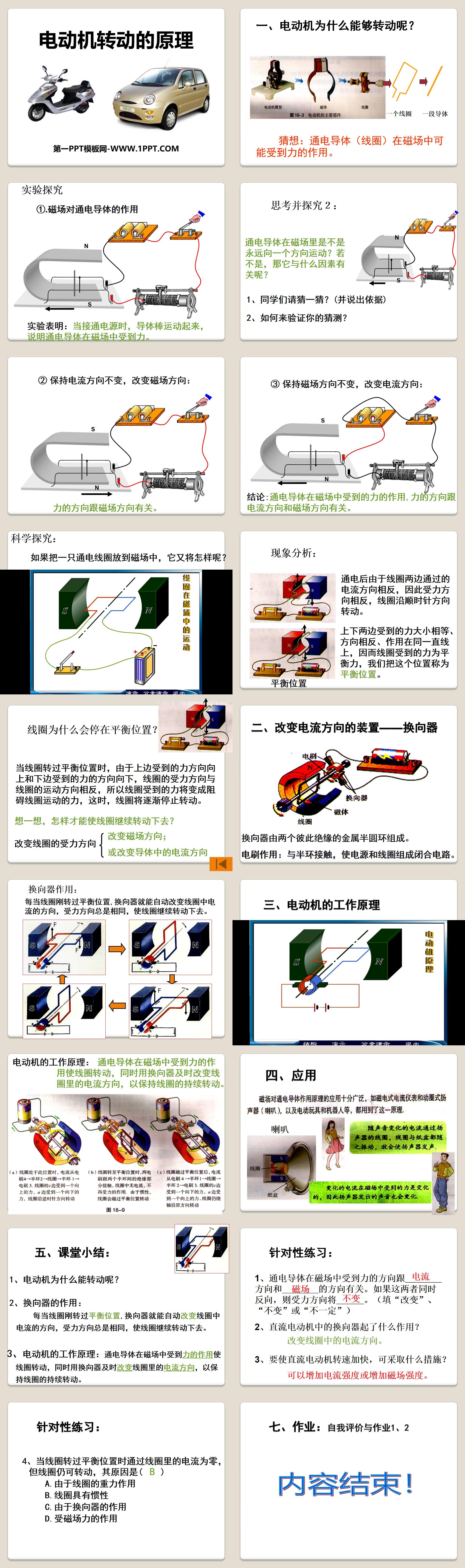 《电动机转动的原理》电动机与发电机PPT课件2
（2）