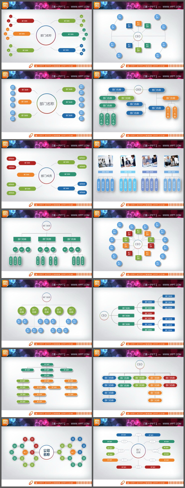 14张企业公司组织结构图PPT图表（2）