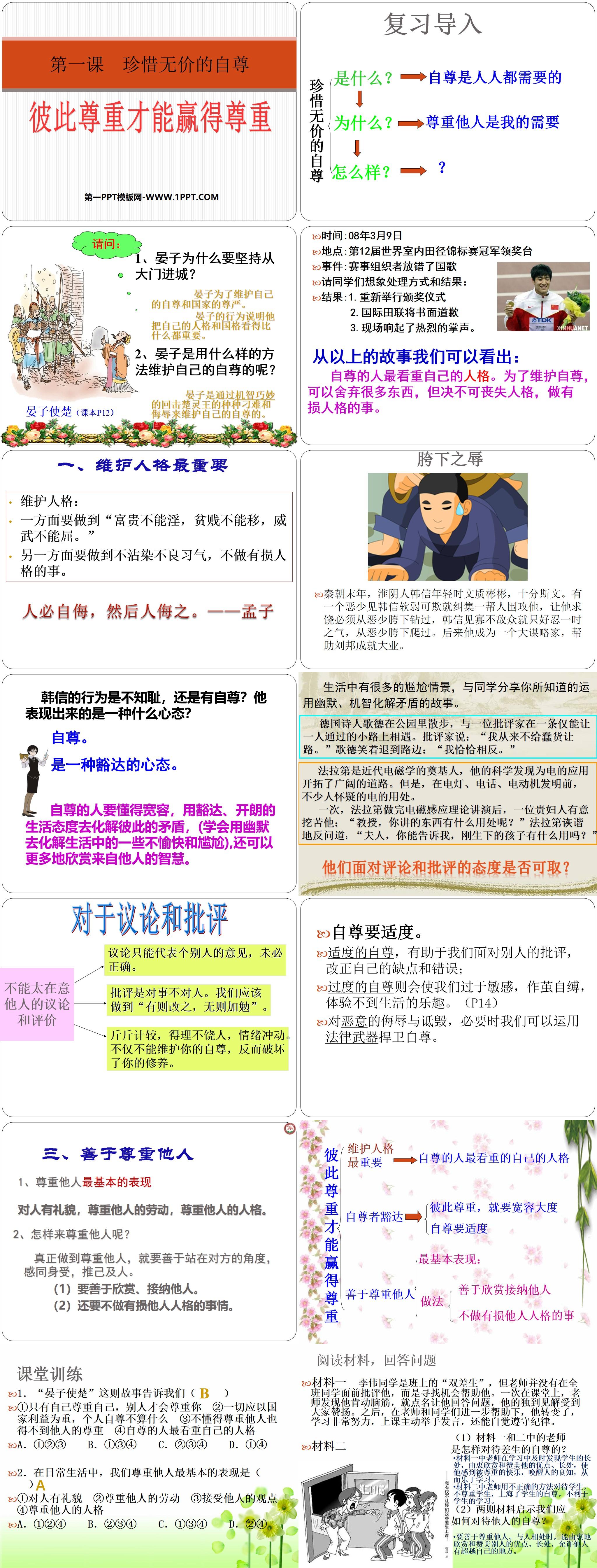 《彼此尊重才能赢得尊重》珍惜无价的自尊PPT课件2
（2）