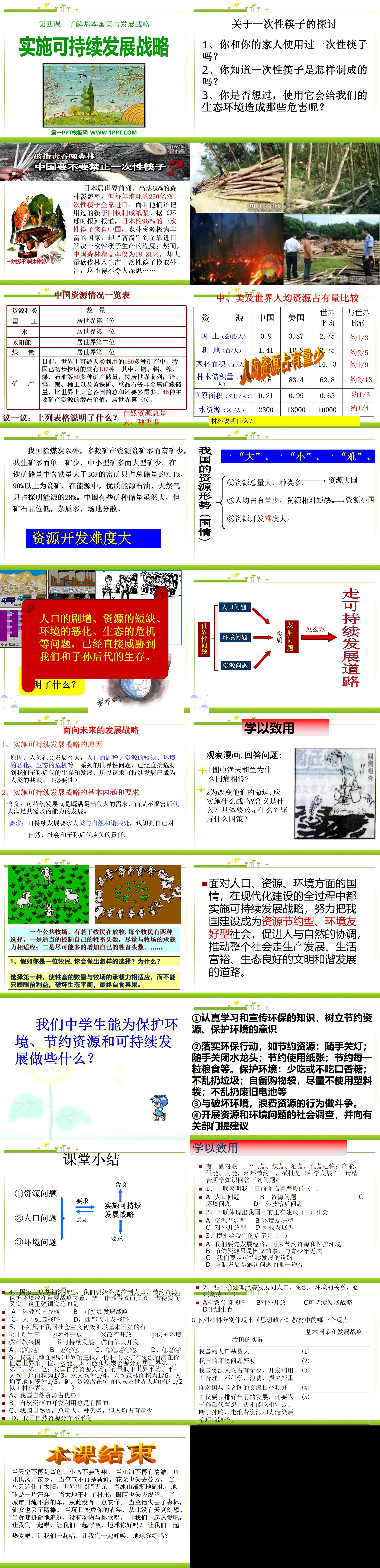 《实施可持续发展战略》了解基本国策与发展战略PPT课件
（2）