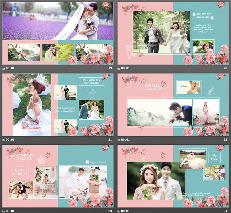 绿粉配色的《我们结婚吧》PPT模板（5）