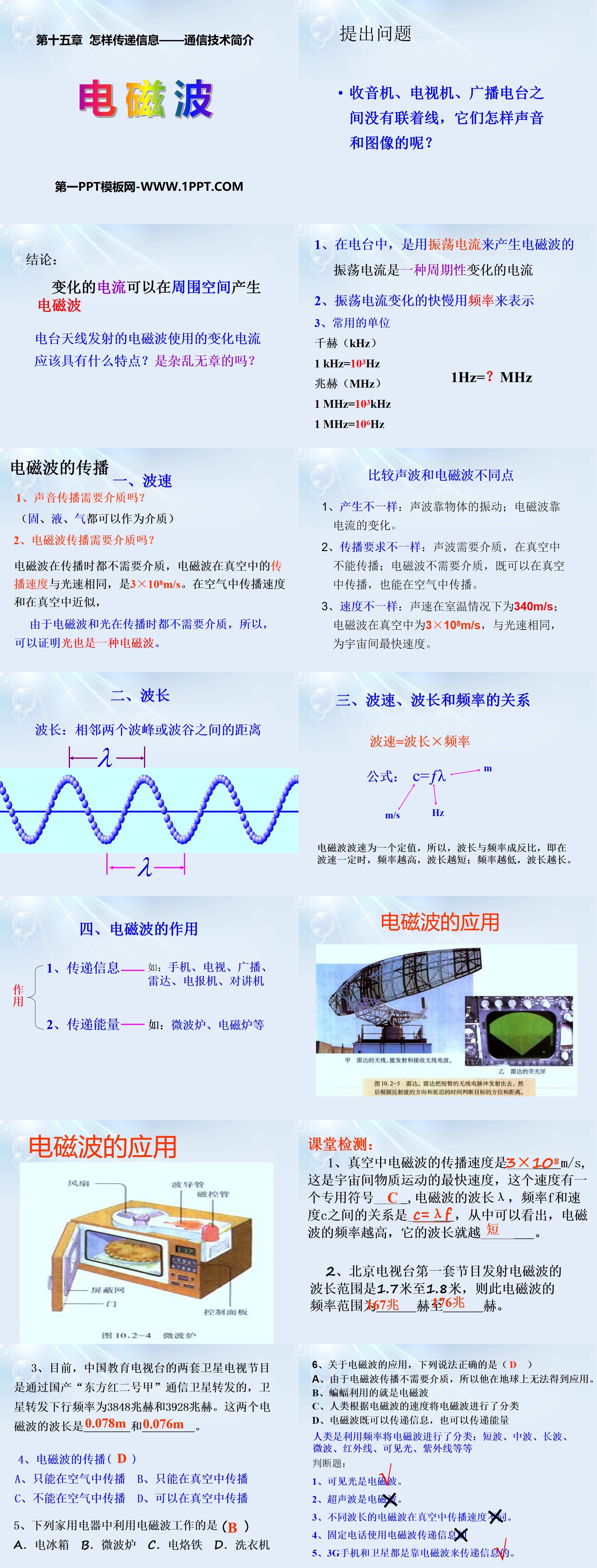 《电磁波》怎样传递信息—通信技术简介PPT课件4
（2）