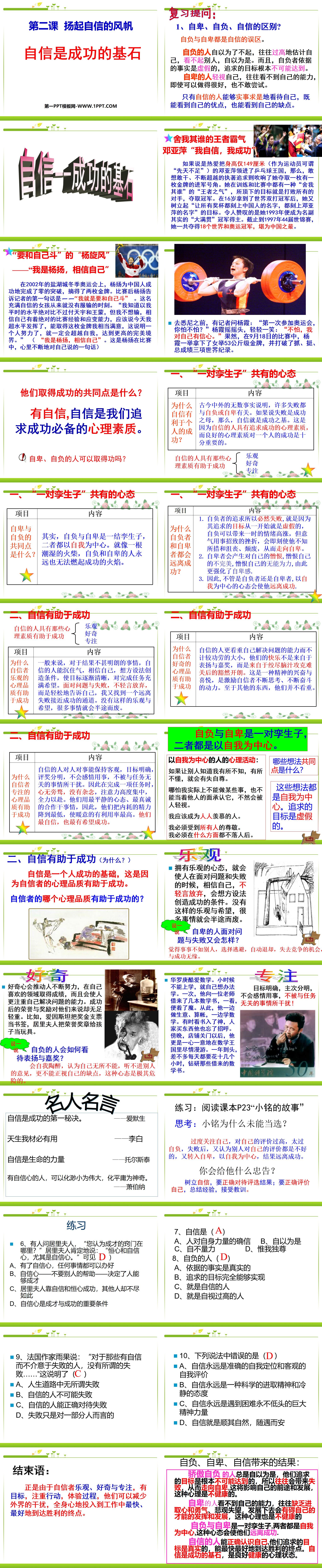 《自信是成功的基石》扬起自信的风帆PPT课件5
（2）