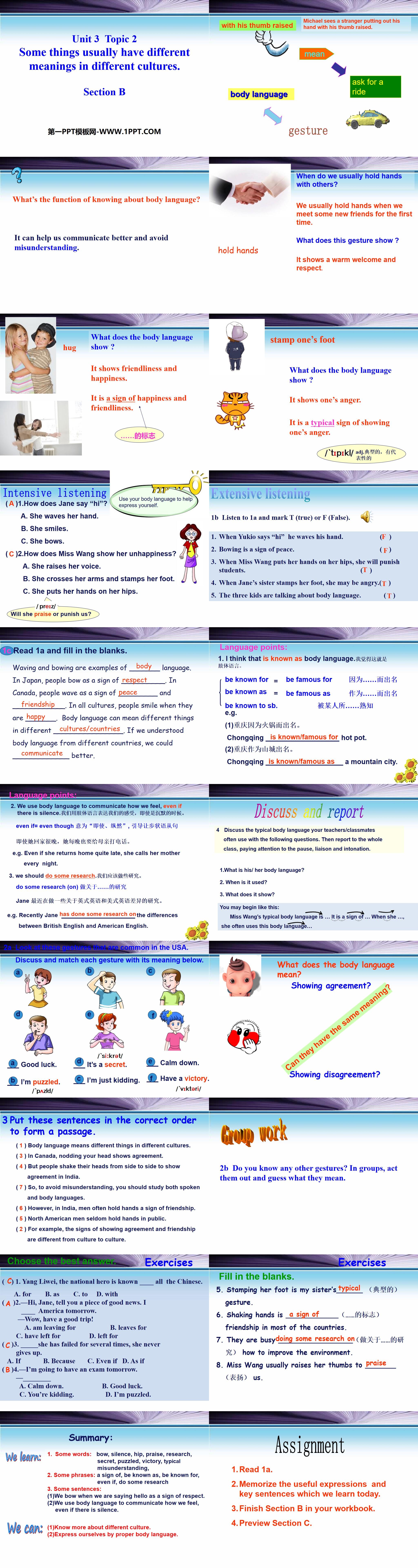 《Some things usually have different meanings in different cultures》SectionB PPT
（2）