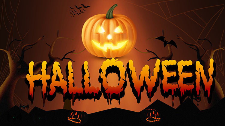 Halloween slideshow template free download with cartoon jack-o-lantern background