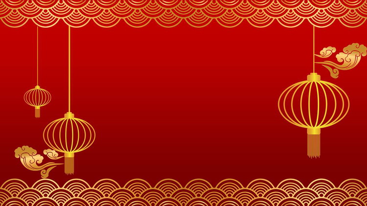 Red background golden lantern New Year theme PPT background picture