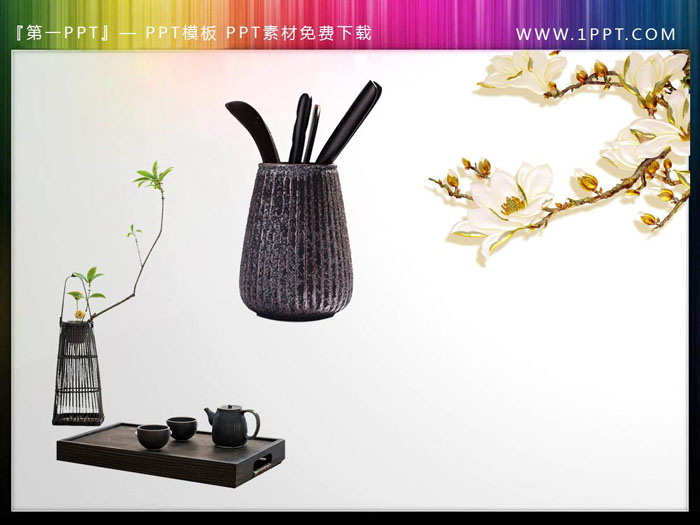 A group of buckle-free flowers and birds plum blossom PPT illustration material