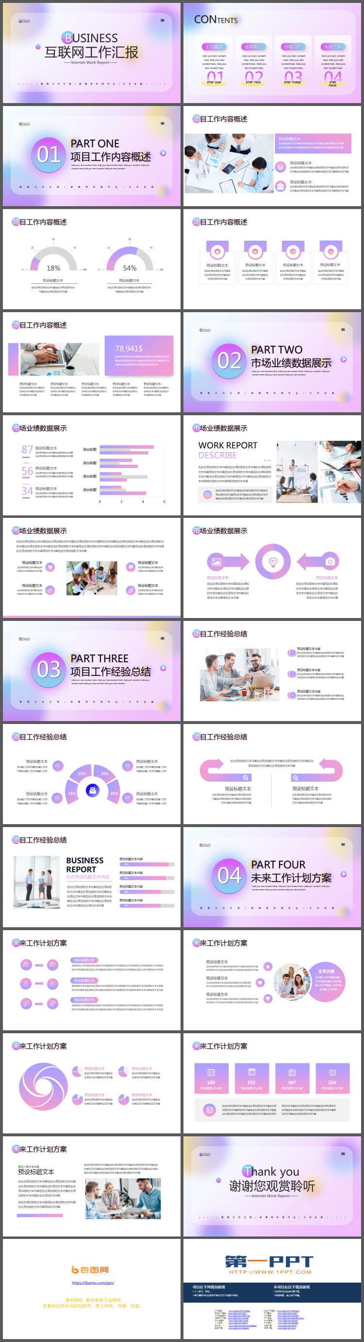 时尚紫色渐变iOS风格互联网行业工作汇报PPT模板（2）