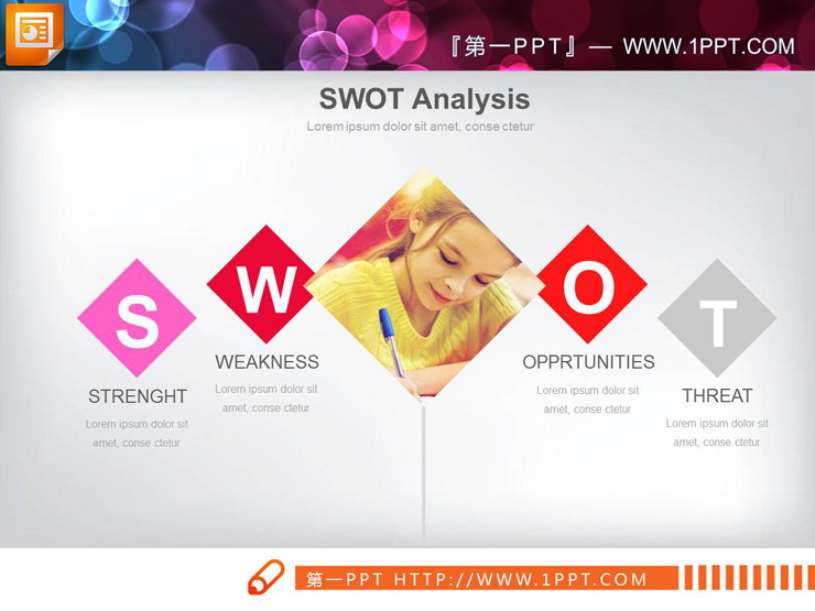 带图片说明的SWOT分析PPT图表（4）